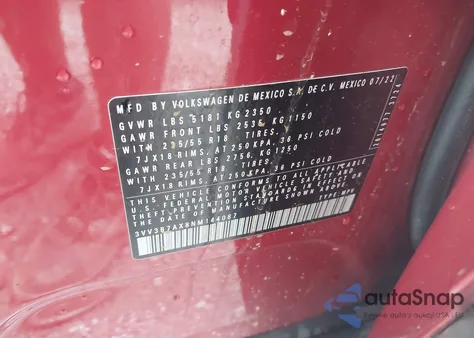 2022 Volkswagen Tiguan 2.0T Se from USA, damaged, VIN 3VV3B7AX8NM144087